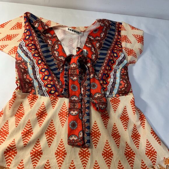 Women's  Deep V-Neck Boho Floral Wrap Dress summer style and color size small - Picture 6 of 11